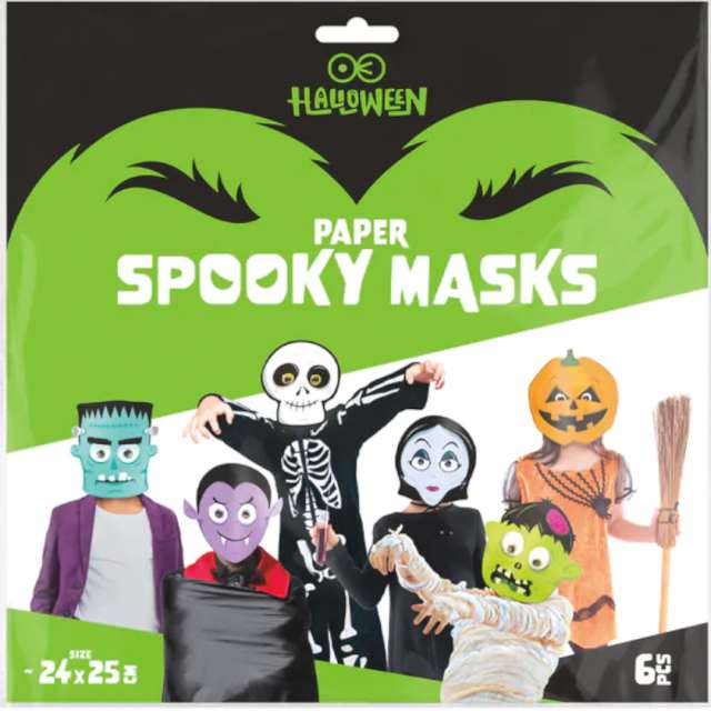 Maski Halloween Monsters papierowe PartyPal 6 szt