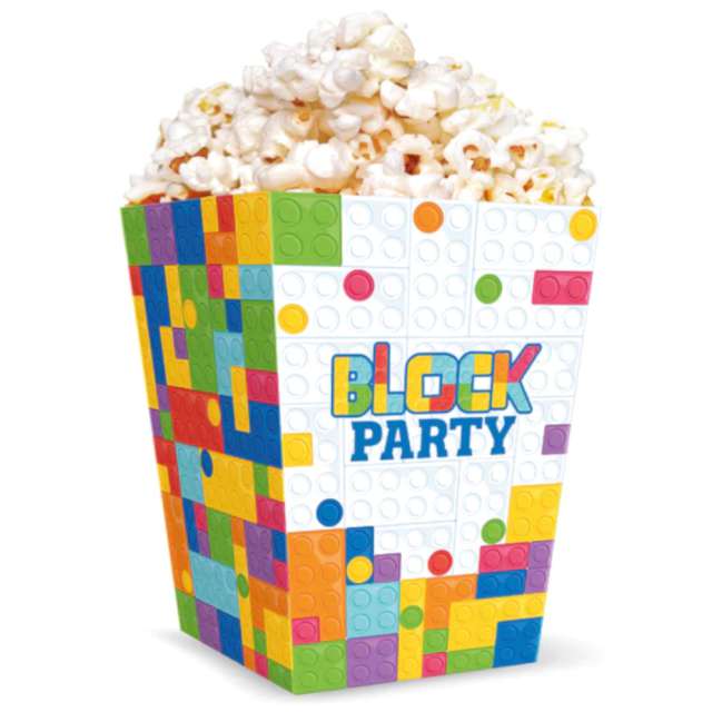 Pudełka na popcorn "Klocki - Block Party", PartyPal, 6 szt