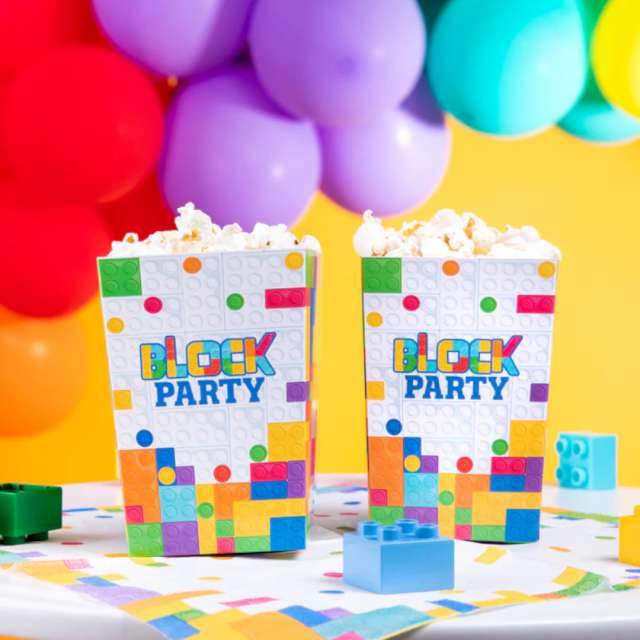 Pudełka na popcorn Klocki - Block Party PartyPal 6 szt