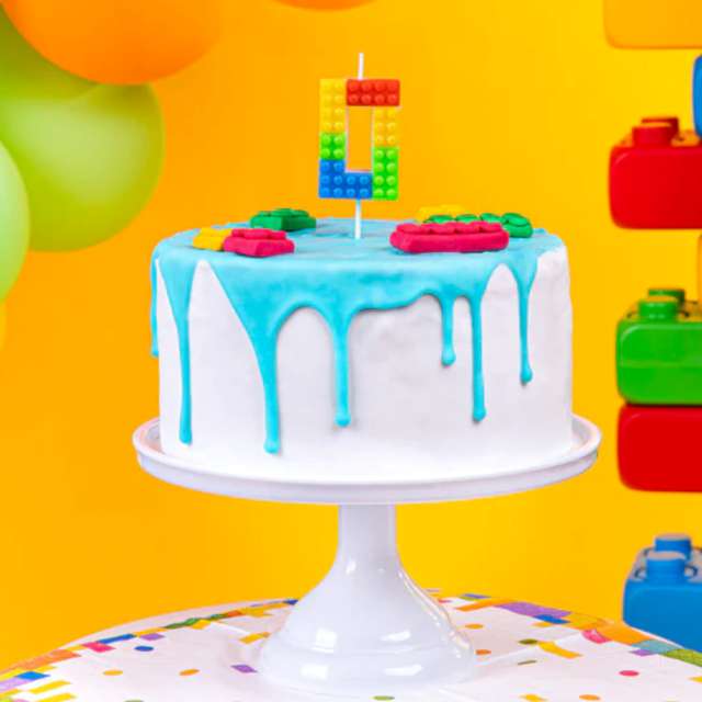 Świeczka na tort Cyfra 0 - Klocki mix PartyPal 11 cm