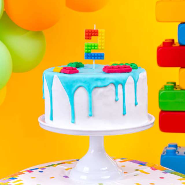 Świeczki na tort Cyfra 2 - Klocki mix PartyPal 11 cm
