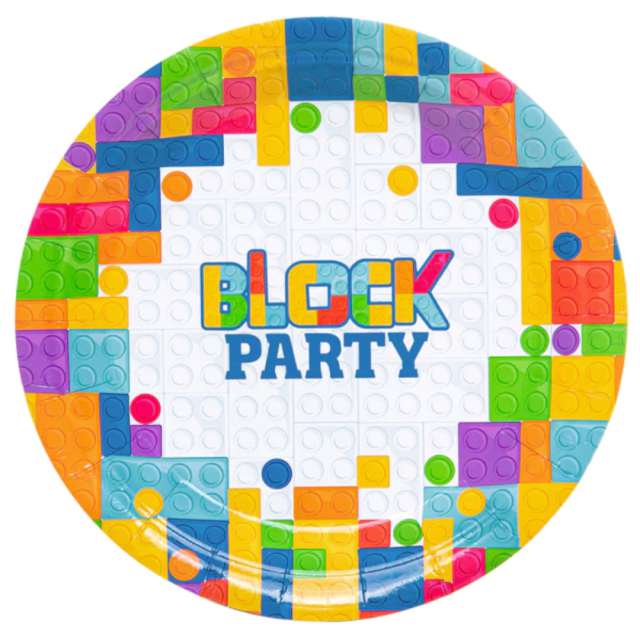 Talerzyki papierowe "Klocki - Block Party", PartyPal, 18 cm, 6 szt