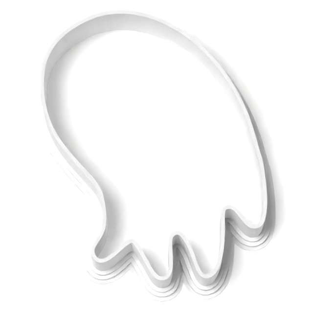 Foremka "Halloween - duszek obrys meduza", 83x60 mm, biała metaliczna