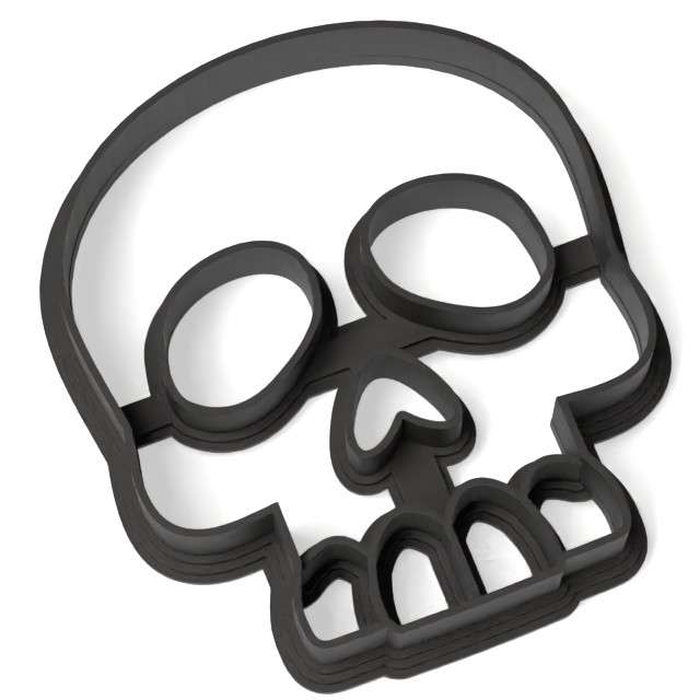 Foremka Halloween - czaszka bez dolnej szczęki 80x73 mm czarna metaliczna