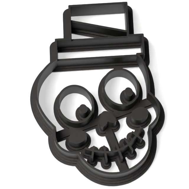 Foremka Halloween - czaszka w kapeluszu 85x60 mm czarna metaliczna
