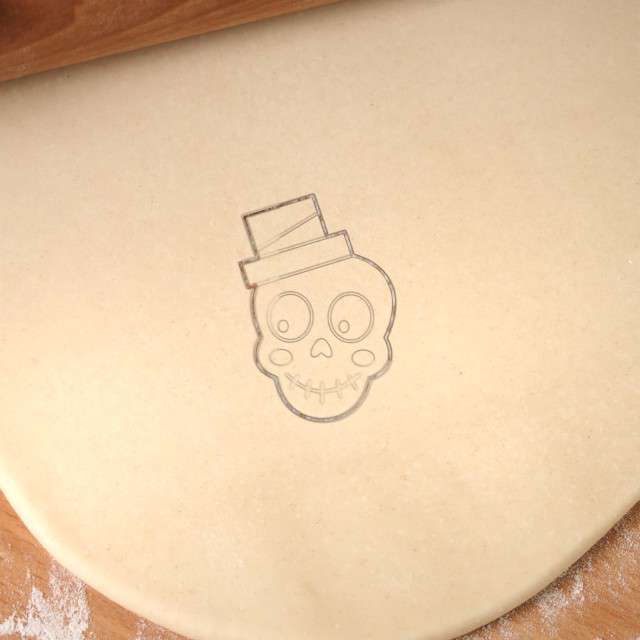 Foremka Halloween - czaszka w kapeluszu 85x60 mm czarna metaliczna