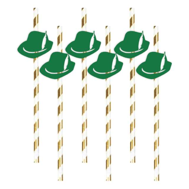 Słomki "Oktoberfest - kapelusze", zielone, 19,5 cm, 6 szt
