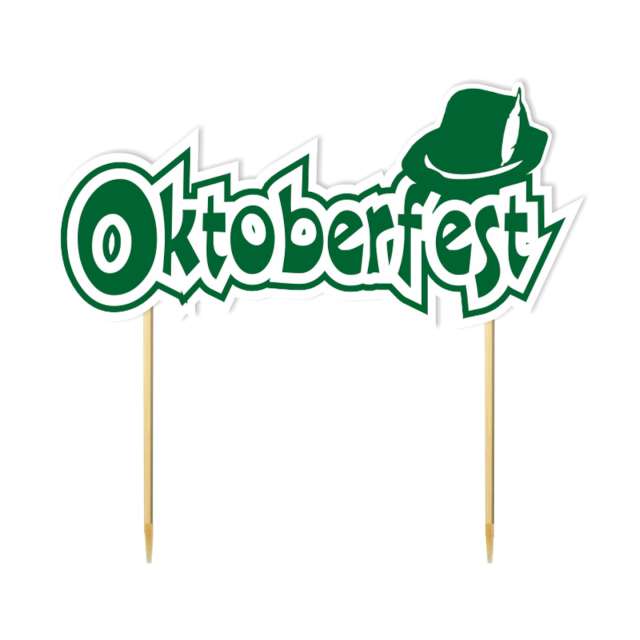 Topper papierowy "Oktoberfest - kapelusz", zielony, 18 cm