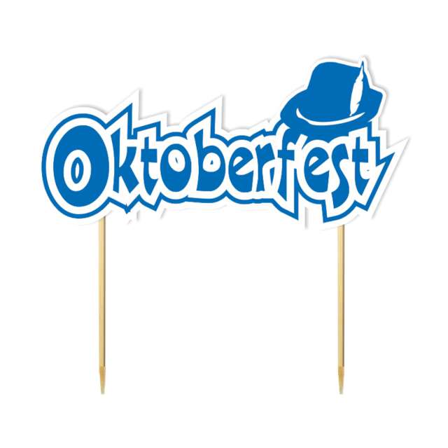 Topper papierowy "Oktoberfest - kapelusz", niebieski, 18 cm