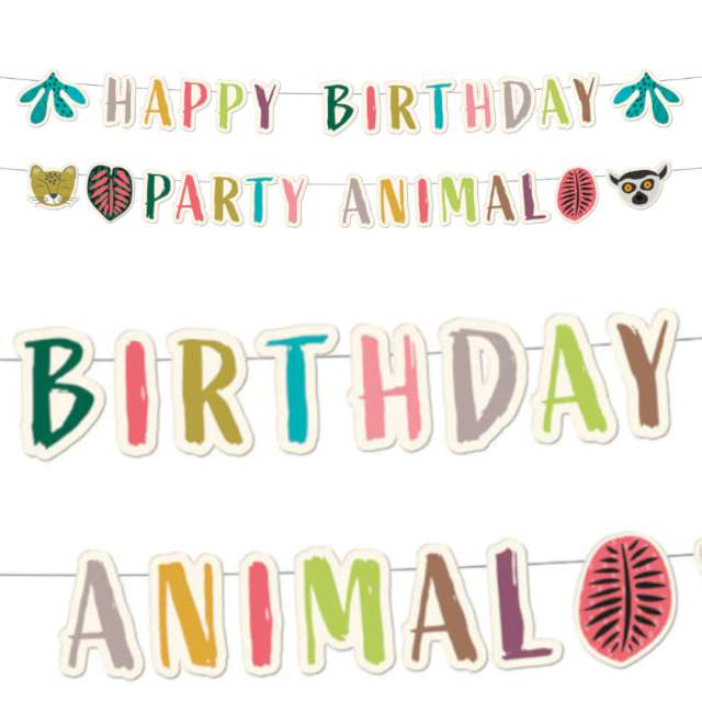 Girlanda papierowa Happy Birthday i Party Animal - zoo Folat 150 cm