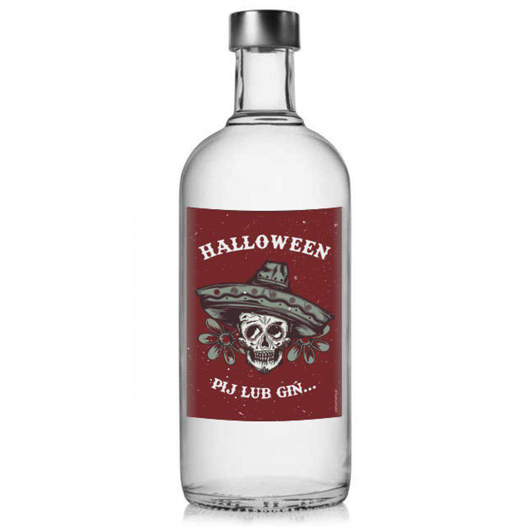 Etykieta na butelkę Halloween - Pij lub giń 85x120 mm 5 szt