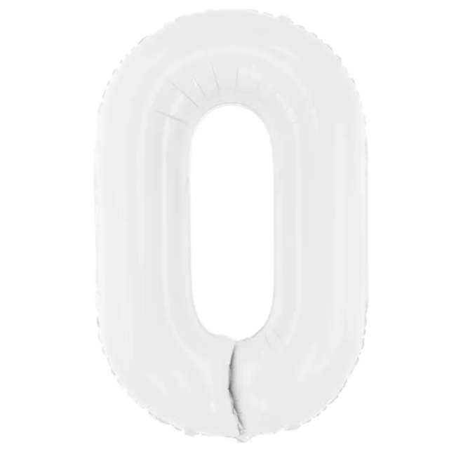 Balon foliowy "Cyfra 0", biały, PartyDeco, 39", DGT