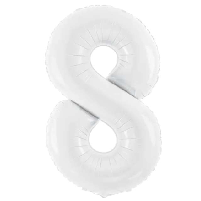 Balon foliowy "Cyfra 8", biały, PartyDeco, 39", DGT