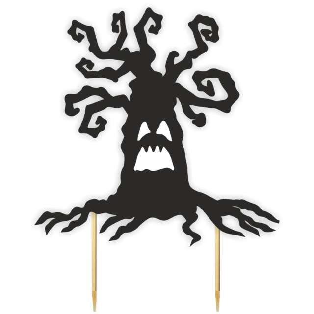 Topper papierowy "Halloween - straszne drzewo", czarny, 15x19 cm