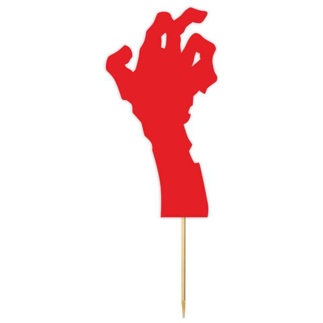 Topper papierowy "Halloween - ręka Zombi", czerwony, 8,5x23 cm