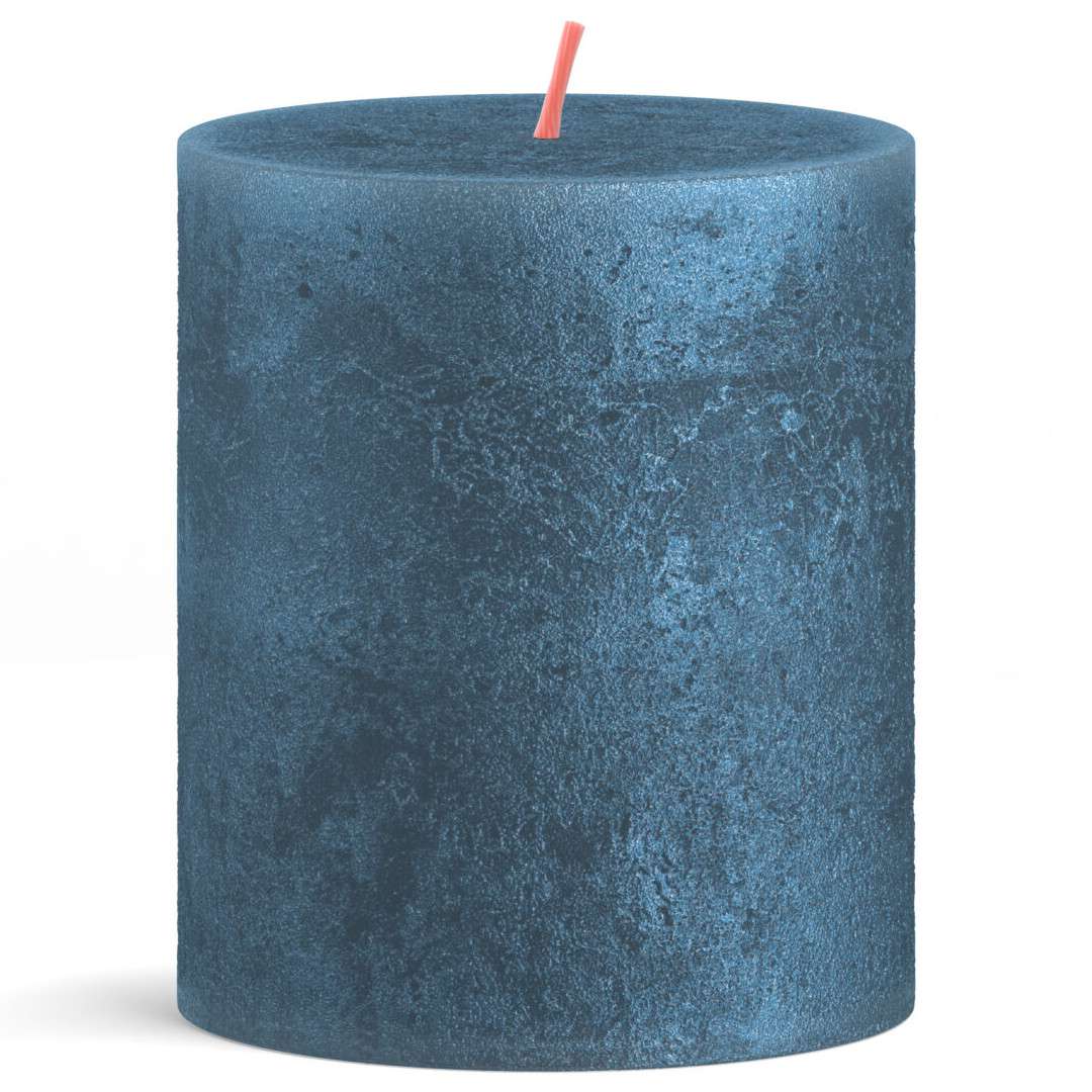 Świeca pieńkowa "Rustic", Shimmer Blue, Bolsius, 80/68 mm