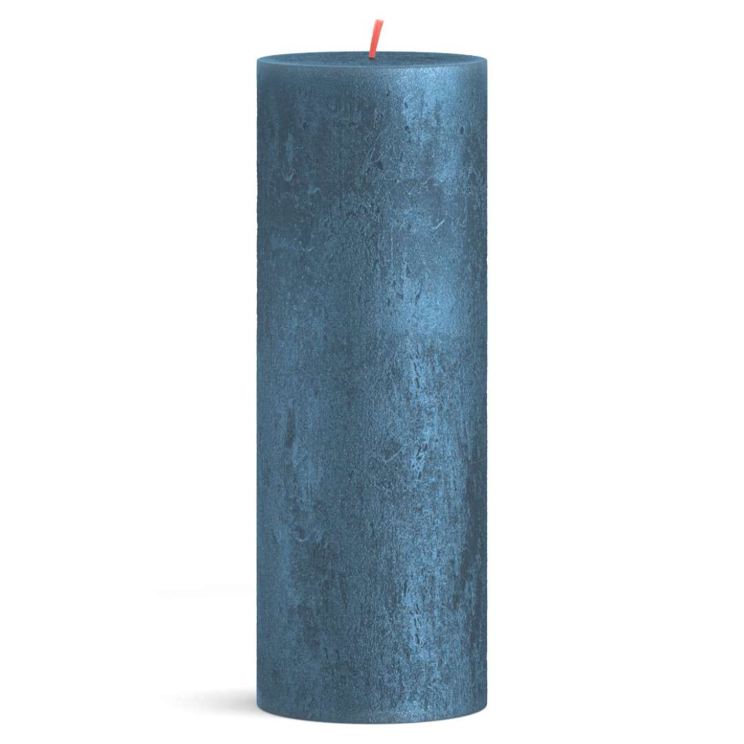 Świeca pieńkowa "Rustic", Shimmer Blue, Bolsius, 190/68 mm