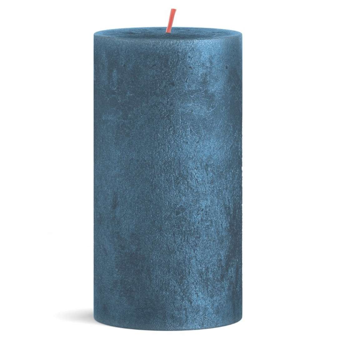 Świeca pieńkowa "Rustic", Shimmer Blue, Bolsius, 130/68 mm