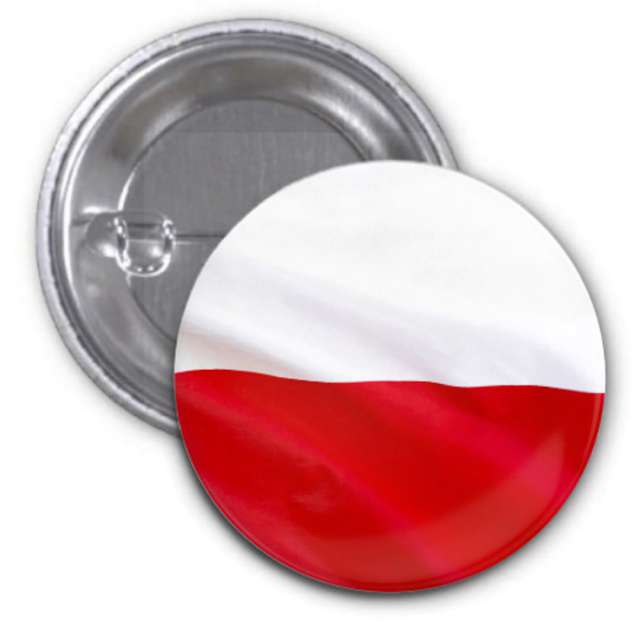 Przypinka "Flaga Polski", okrągła, biało-czerwona, 56 mm