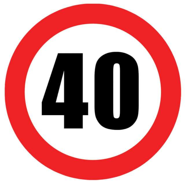 Talerzyki papierowe "Urodziny 40 Traffic Birthday", Congee, 18cm, 6 szt