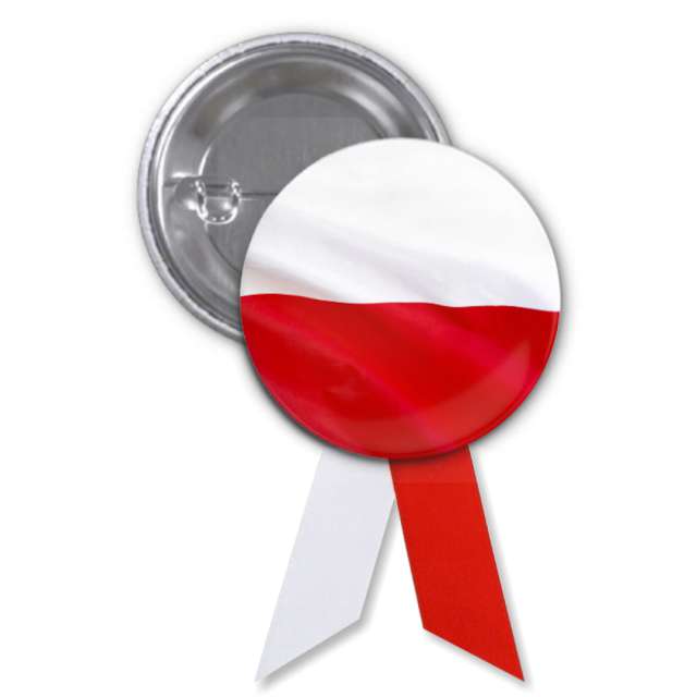Przypinka "Flaga Polski", biało-czerwona wstążka, 56 mm