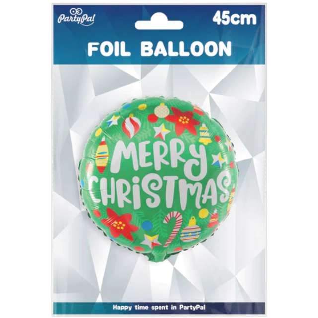 Balon foliowy Merry Christmas - Świąteczne Ozdoby Mikołaj mix PartyPal 18 RND