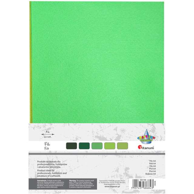 Arkusze filcowe A4 Kolor zielony Titanum 10 szt