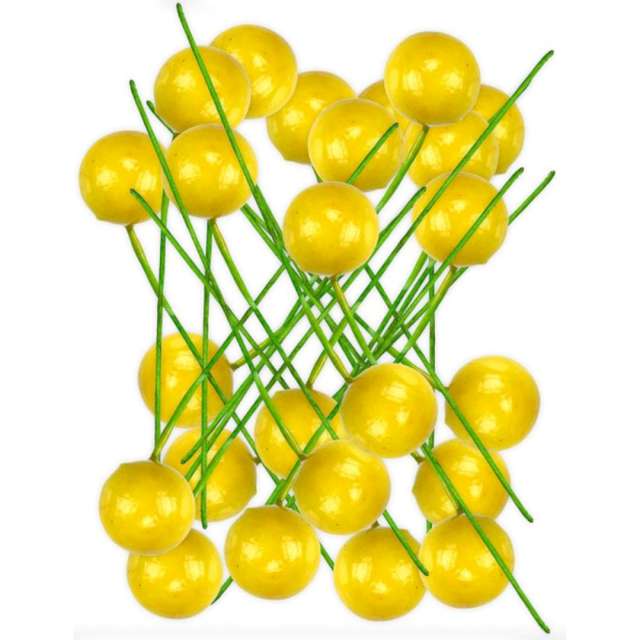 Ozdoba na piku "Kuleczki", żółty, Titanum, 24 szt