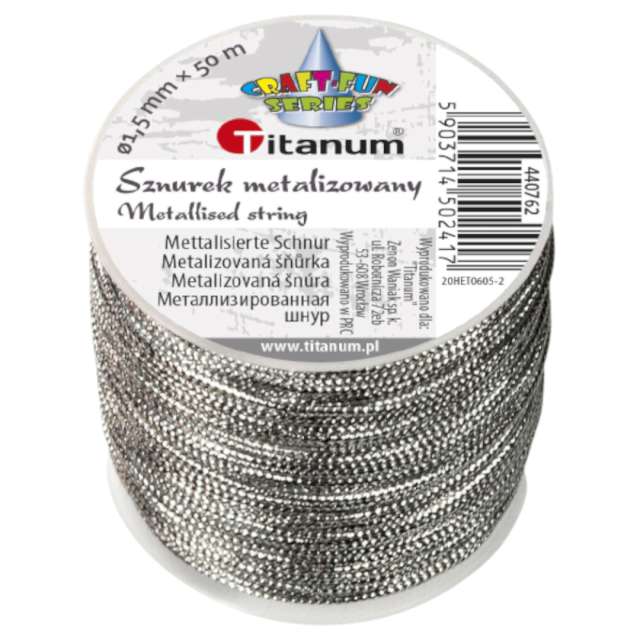 Sznurek "Metalizowany srebrny", Titanum, 50m
