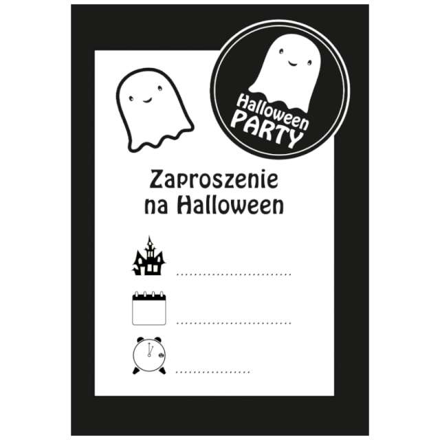 Zaproszenia Duszki - Happy Halloween czarny Congee 6 szt