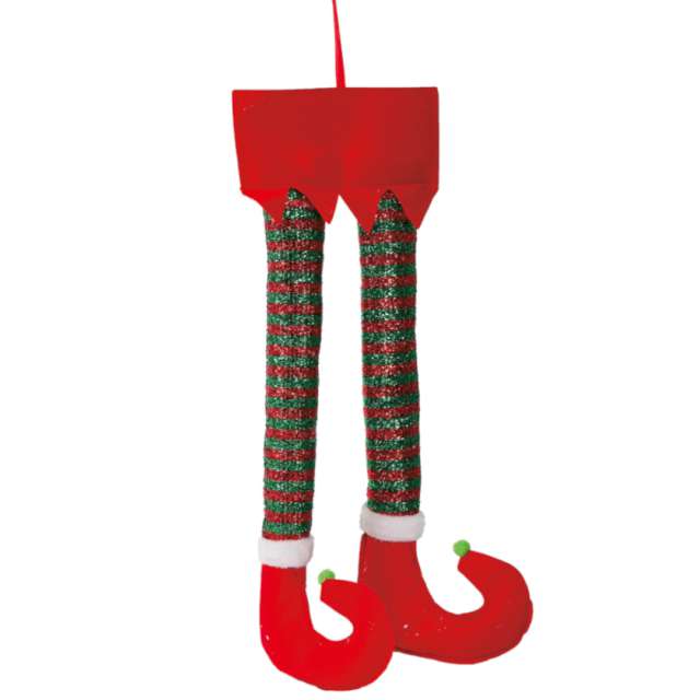 Dekoracja wisząca Boże Narodzenie - Nogi Elfa Guirca 50 cm