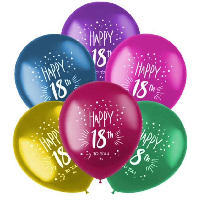 Balony 18 urodziny - Happy 18th Folat 13 6 szt