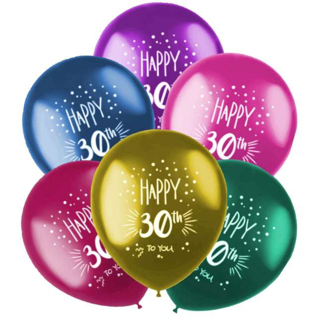 Balony 30 urodziny - Happy 30th Folat 13 6 szt