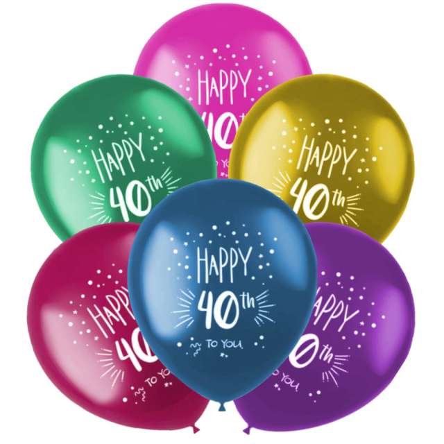 Balony 40 urodziny - Happy 40th Folat 13 6 szt