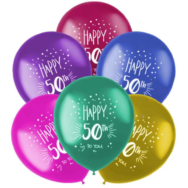 Balony 50 urodziny - Happy 50th Folat 13 6 szt