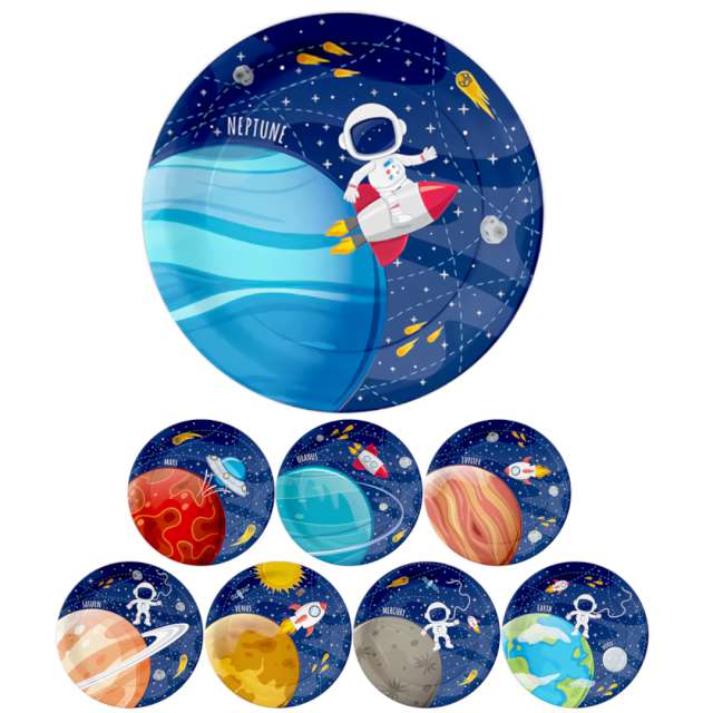 Talerzyki papierowe Kosmos - Planety mix PartyPal 18 cm 8 szt