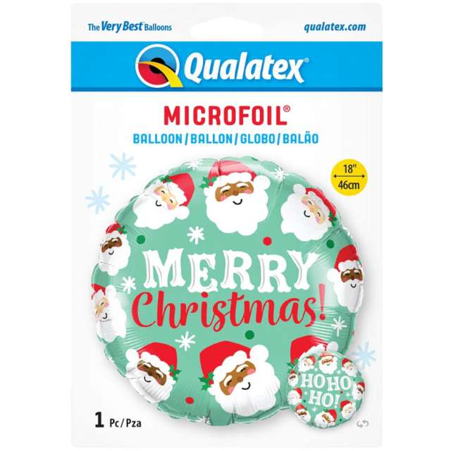Balon foliowe Merry Christmas - świąteczne Mikołaje Qualatex 18 RND