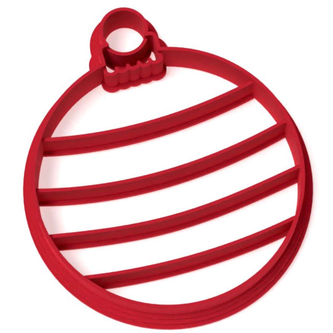 Foremka "Boże Narodzenie - Bombka klasyczna w pasy", 89x77 mm, czerwona