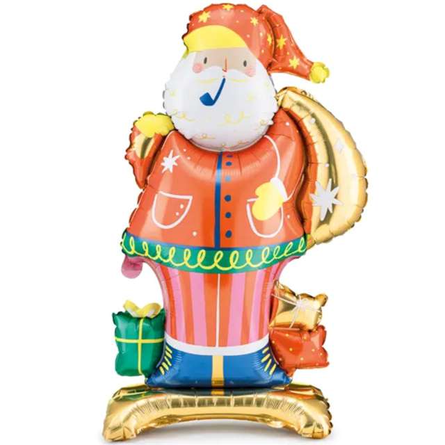 Balon foliowy Boże Narodzenie - Święty Mikołaj Stojący z Fajką i Prezentami PartyDeco 42 SHP