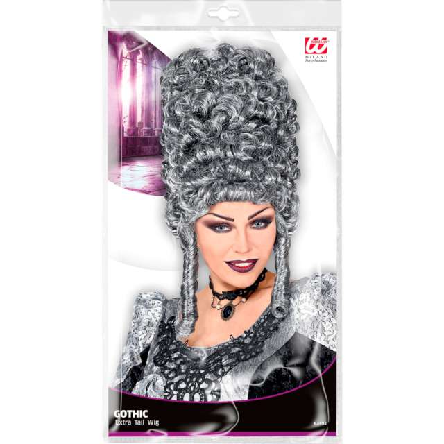 _xx_Pk 4 grey EXTRA TALL GOTHIC WIG in polybag