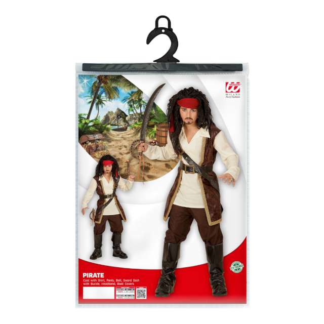 _xx_CARIBBEAN PIRATE (coat with shirt pants belt sword sash with buckle headband boot covers) 