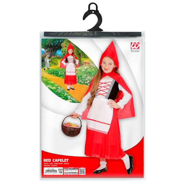 _xx_RED CAPELET (dress with underskirt apron hooded capelet) 104cm