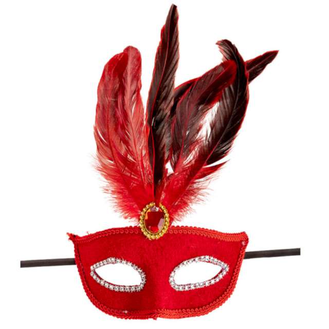 _xx_Half-face mask in plastic w/red velvet and bl