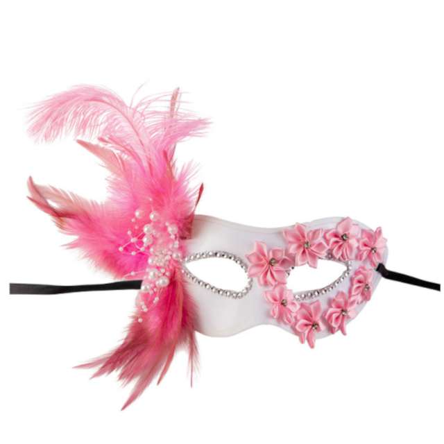 _xx_Half-face mask in white and pink plastic w/ro