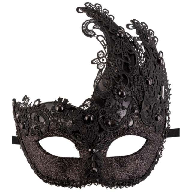 _xx_Oblique Plastic Black Mask With Lace And Pear