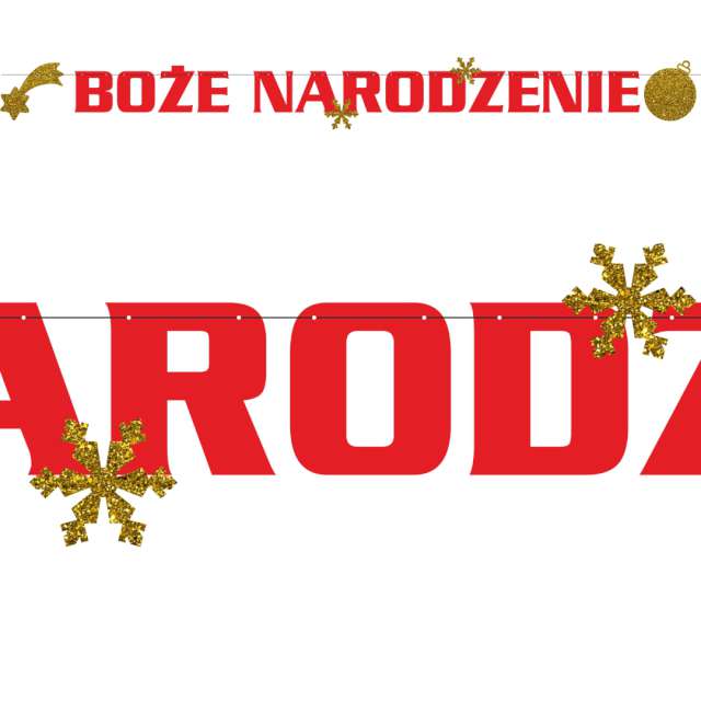 Baner Boże Narodzenie z brokatem czerwono-złoty 220 cm