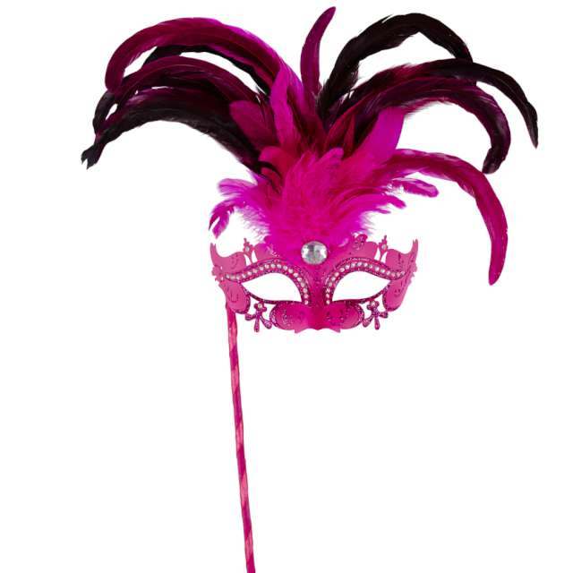 Maska karnawałowa Wenecka z piórami ombre różowy Widmann