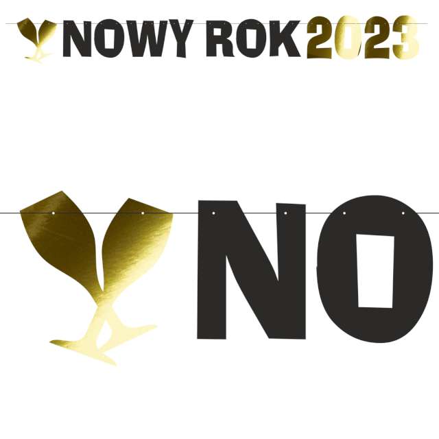 Baner "Nowy Rok 2023 metalic", złoto-czarny, 220 cm