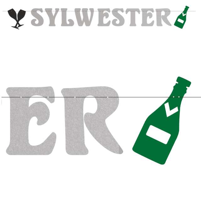 Baner "SYLWESTER classic", srebrno-zielony, 220 cm