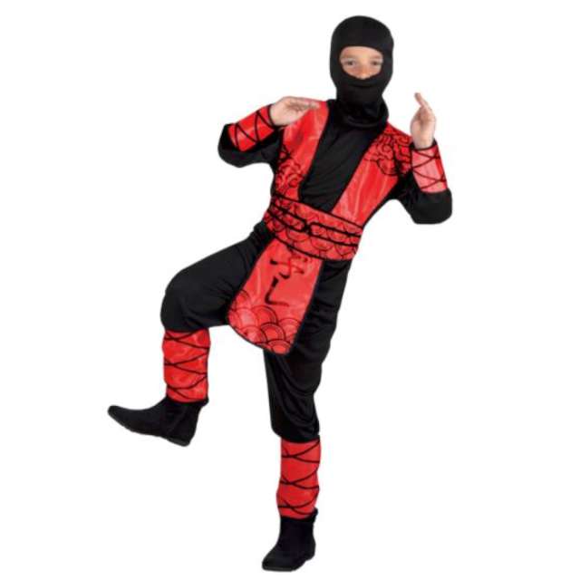 Strój dla dzieci Ninja - czerwony wojownik PartyTino 110-116 cm